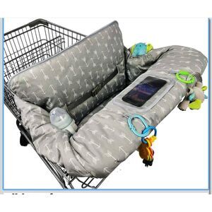 Baby Toddler Shopping Cart Seat Cover Padded Gray Arrows Phone Holder